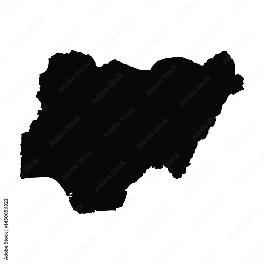 Obraz premium Nigeria map silhouette vector art black illustration isolated on a white background