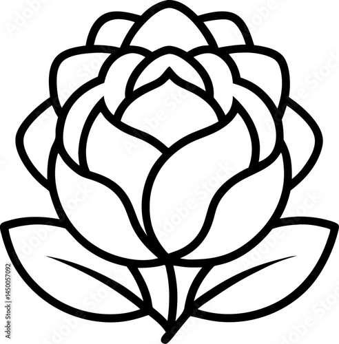 Peony icon line art vector on transparent background