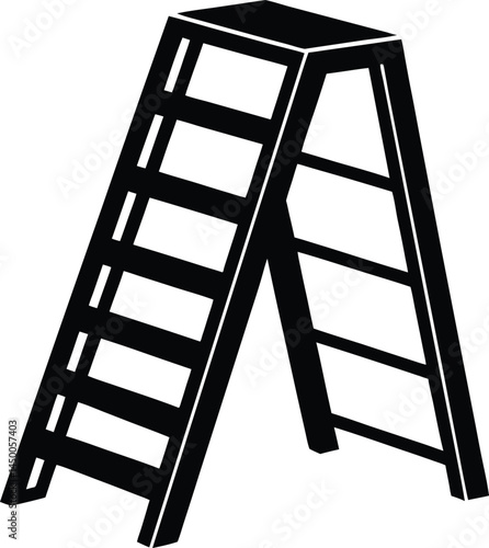 stepladder folded open on white background 