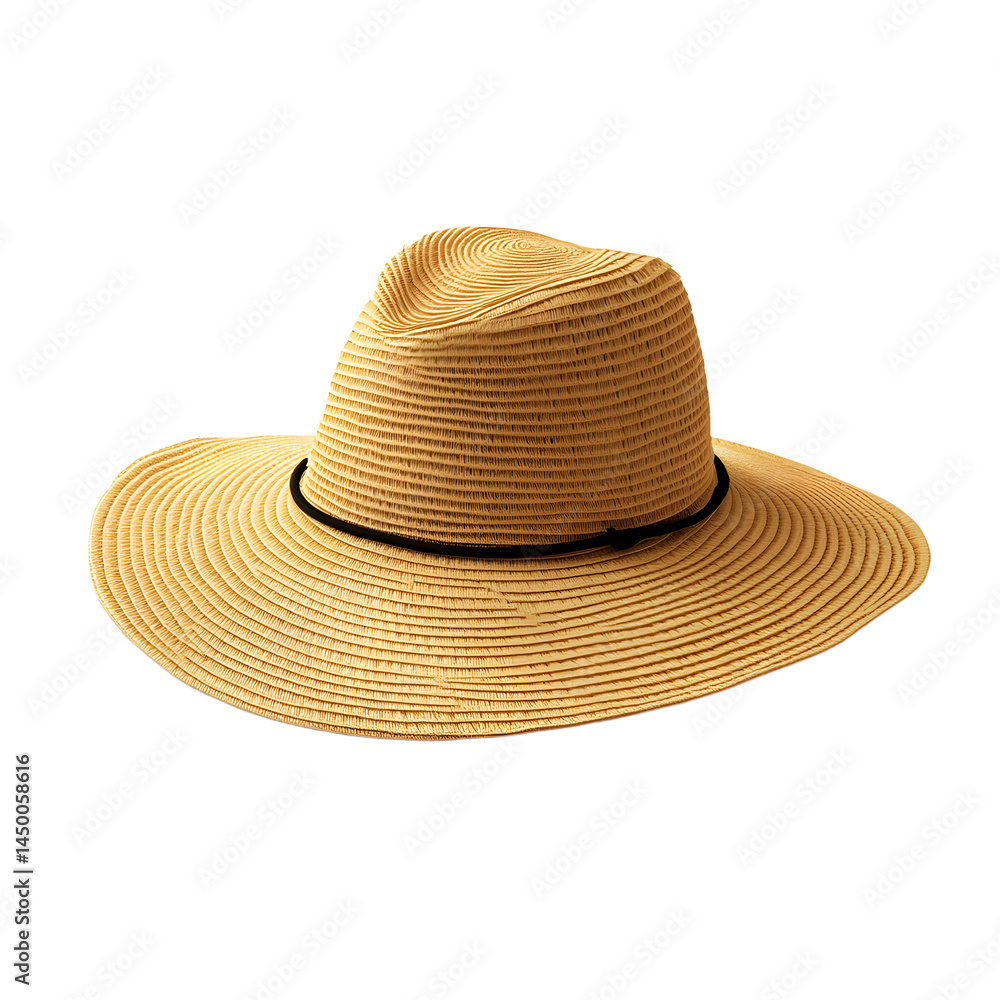 A stylish, light beige straw cowboy hat, perfect for summer. A stylish, light beige straw cowboy hat, perfect for summer.