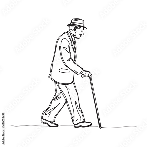 Business man walking line drawing – walking man silhouette – walking man vector – walking man doodle – walk illustration – walking man line art

