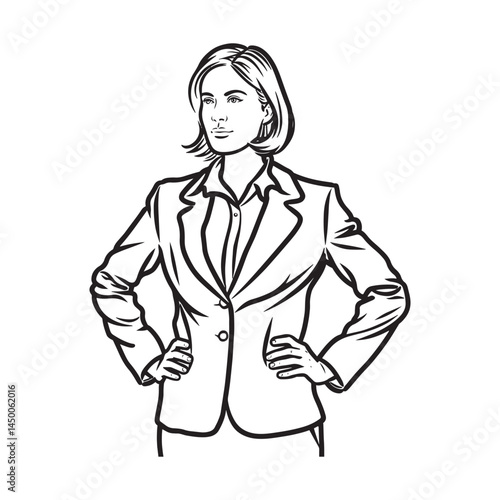Businesswoman pose minimalist sketch – business woman silhouette – business woman vector – business woman doodle – office illustration – business woman line art

