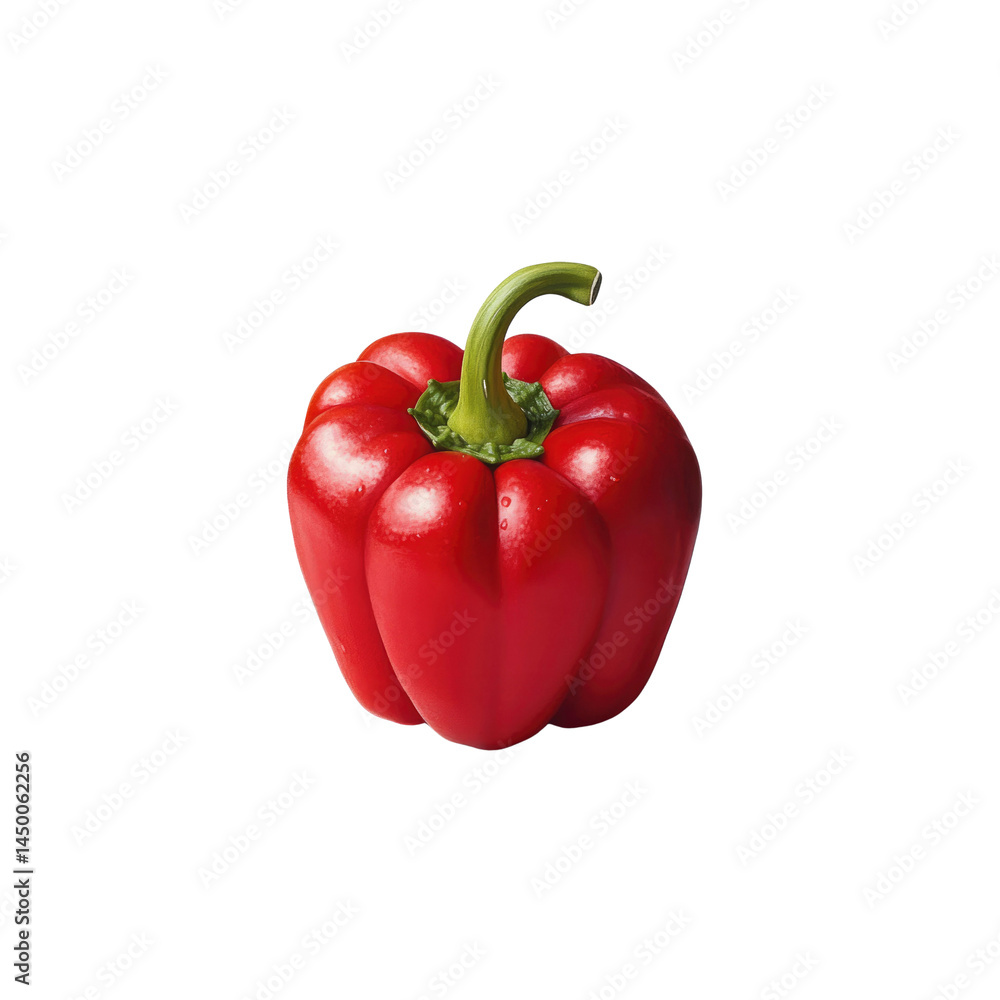 Single Vibrant Red Bell Pepper on Transparent Background Single Vibrant Red Bell Pepper on Transparent Background