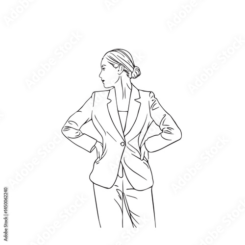 Office-ready woman sketch style – business woman silhouette – business woman vector – business woman doodle – office illustration – business woman line art


