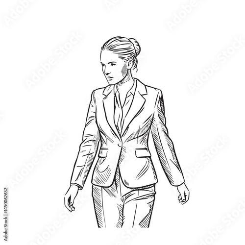 Stylish executive woman silhouette – business woman silhouette – business woman vector – business woman doodle – office illustration – business woman line art

