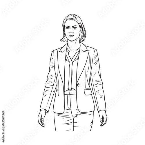 Corporate woman line pose design – business woman silhouette – business woman vector – business woman doodle – office illustration – business woman line art

