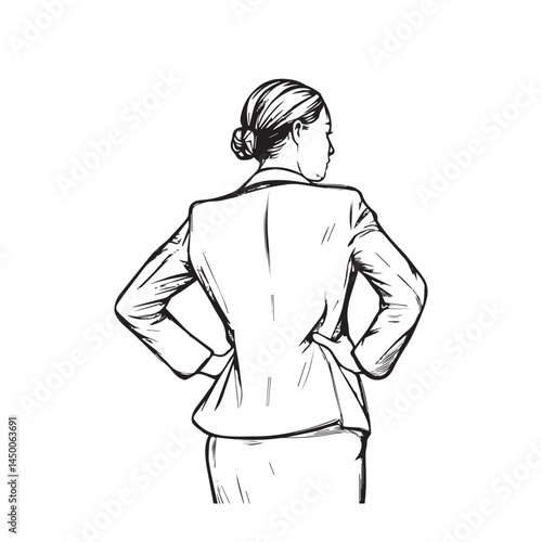 Professional female executive art – business woman silhouette – business woman vector – business woman doodle – office illustration – business woman line art

