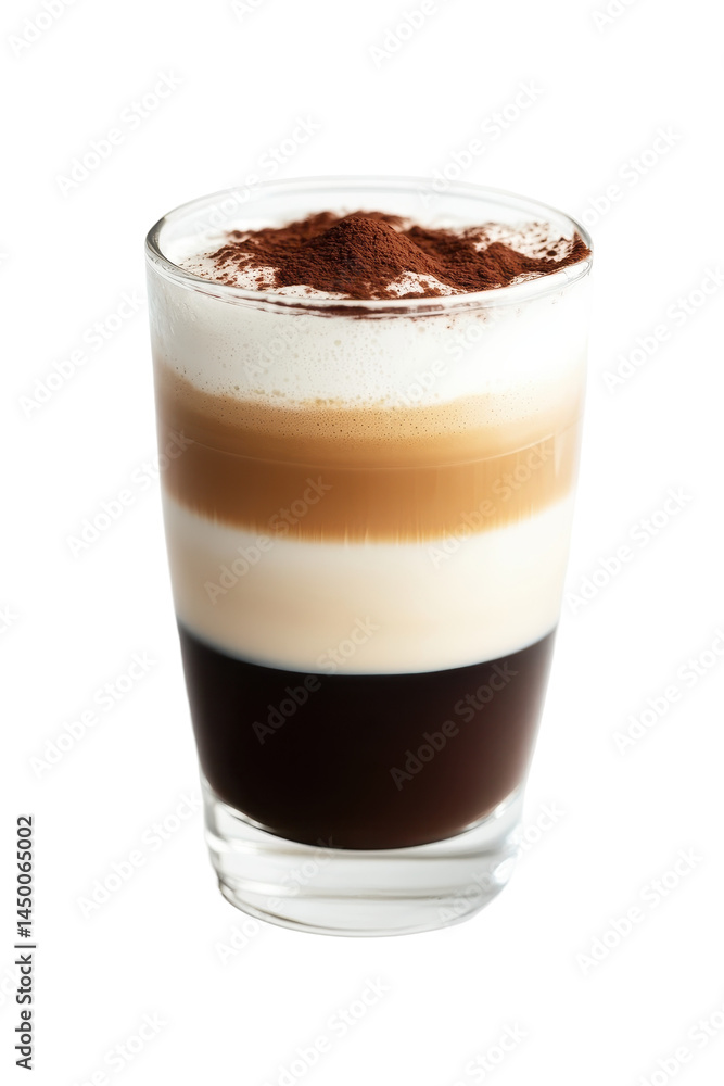 Isolated Layered Coffee Beverage in Glass Isolated Layered Coffee Beverage in Glass