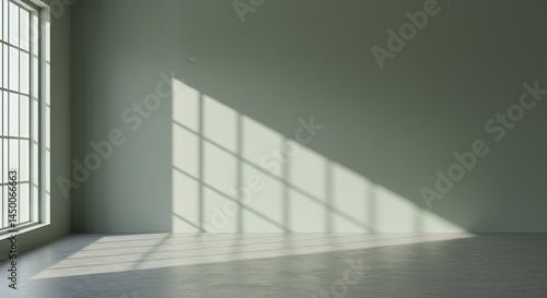 Light Streaming Through Window Casting Shadows in Empty Room Interior