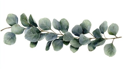 Watercolor painted eucalyptus branch illustration