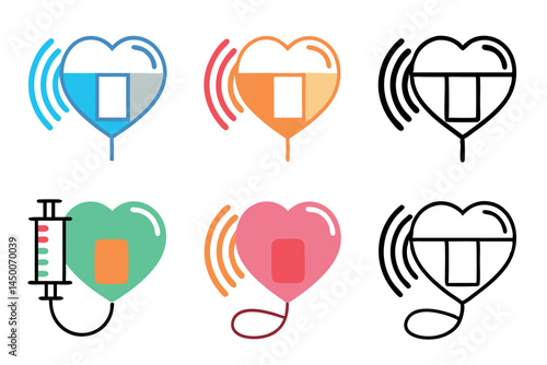 blood donation related icons, including hearts, syringes, and medical crosses, ideal for health awareness or donation drives, blood donor day line art icon set