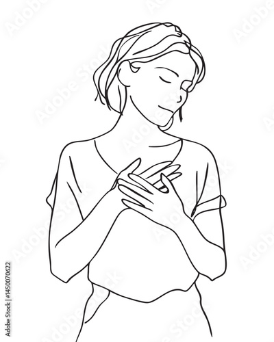 Gratitude and Self Compassion – Emotional Line Art Vector Illustration