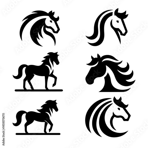 Simple vector horse icons. Clean silhouette design, editable and isolated on white. Great for mobile apps, logos, websites and animal icon sets.