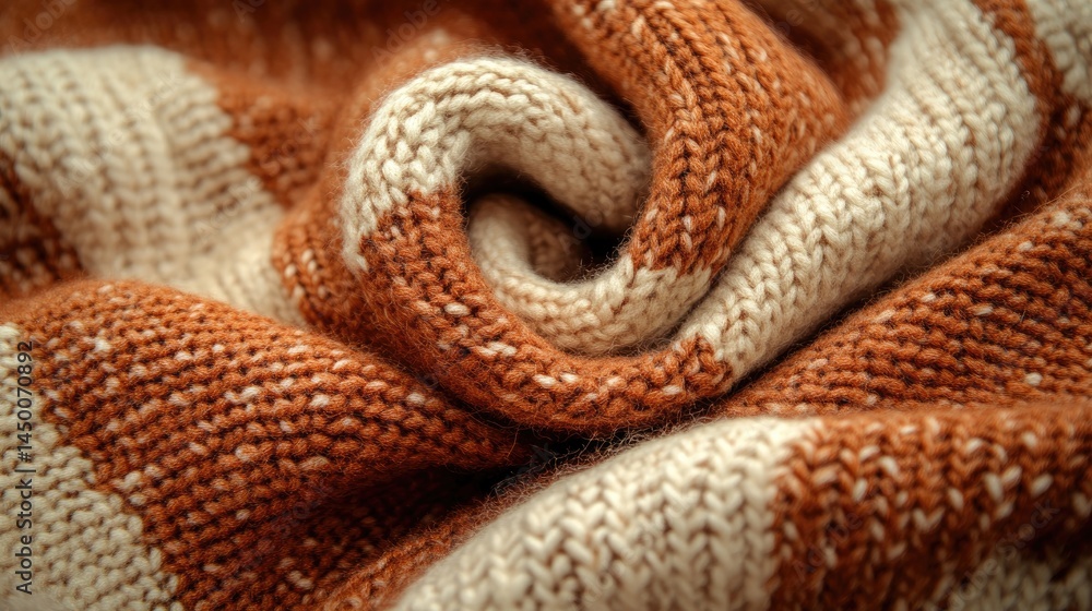 Fototapeta premium Close-up view of a textured, striped knitted fabric.