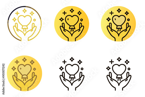 heart formed by two hands, symbolizing compassion and hope, ideal for charity and medical campaigns, blood donor day line art icon set