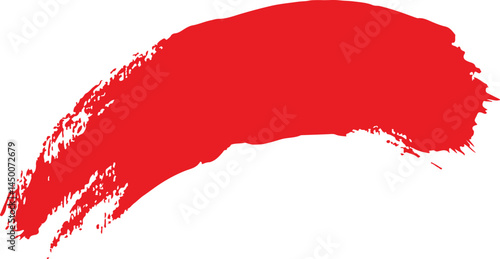 Vibrant red paintbrush stroke against a white background.