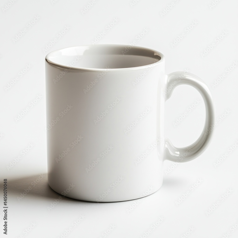 Obraz premium Plain White Coffee Mug on a Light Background for Minimalistic Design and Creative Mockups