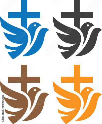Church christian line art logo designChristian symbols  Modern business christian church symbol icon