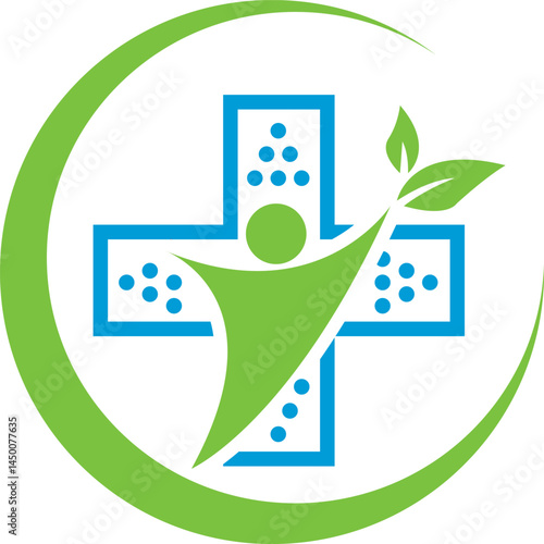 nature pharmacy herbal medicine logo design healthcare logo Vector icon