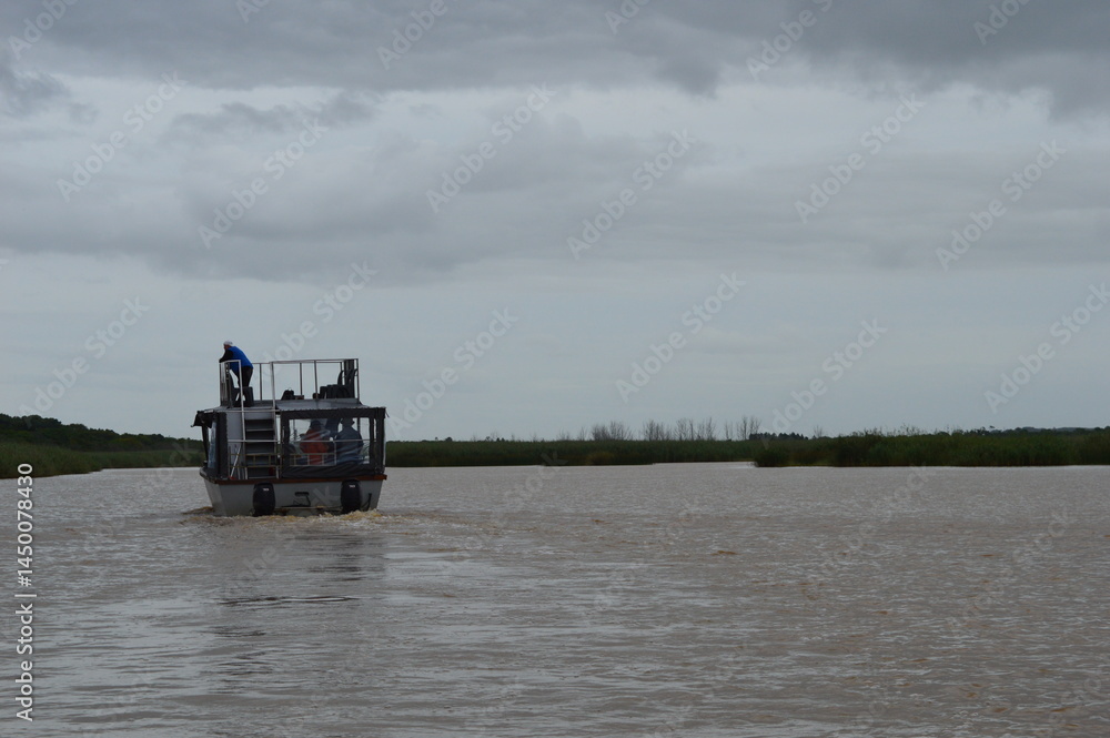 Fototapeta premium boat on the river, tourism