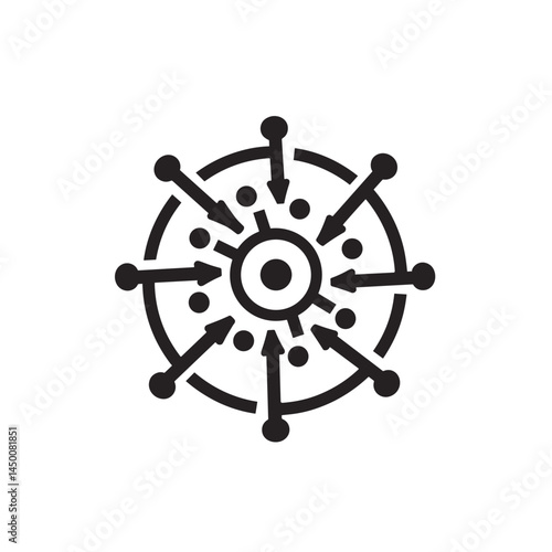Virus mutation icon with rotating arrows on white background, clarity