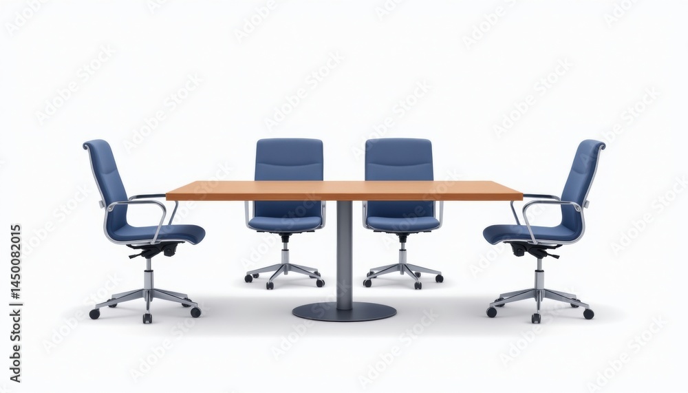 Modern conference room setup with a table and chairs arranged for a meeting Modern conference room setup with a table and chairs arranged for a meeting