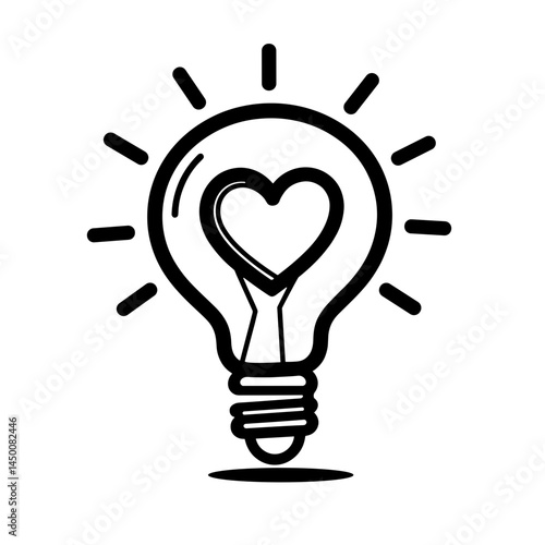 Lightbulb with heart symbolizing charitable ideas, creativity and hope