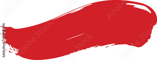 A bold, vibrant red paint stroke against a plain white background.