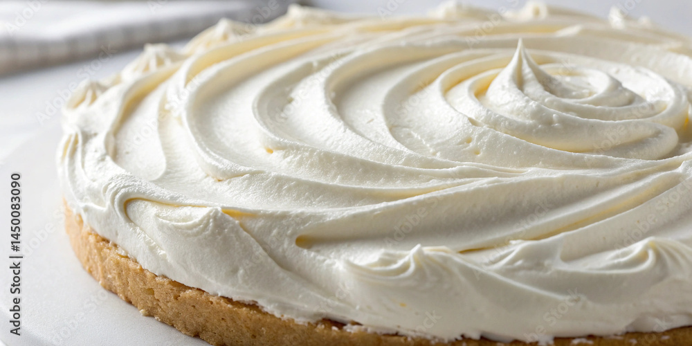 Close-up of delicate cream piped pie, tempting dessert with smooth texture