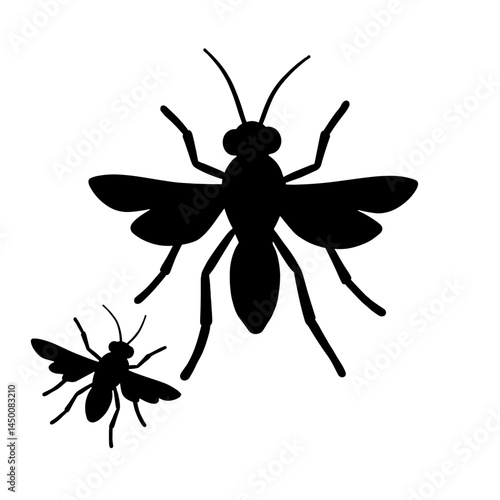 Silhouette of a fly swatter fighting summer insects, pest control