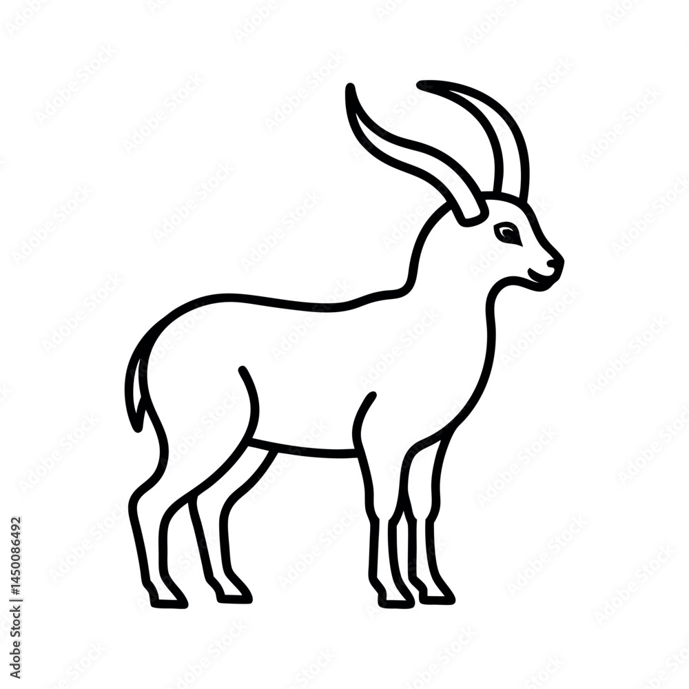 Alpine Ibex Line Art Vector Alpine Ibex Line Art Vector