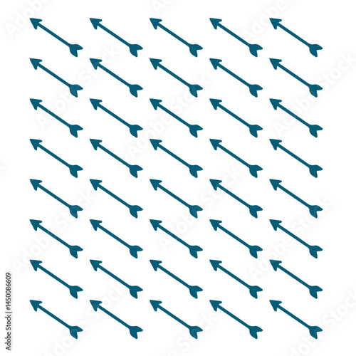 Seamless arrow pattern. Geometric blue arrows. White background. Abstract triangle texture for design prints. Repeating angular background. Modern stylish background. Vector illustration