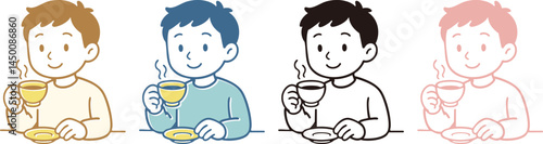 コーヒーを楽しむ男性のイラスト