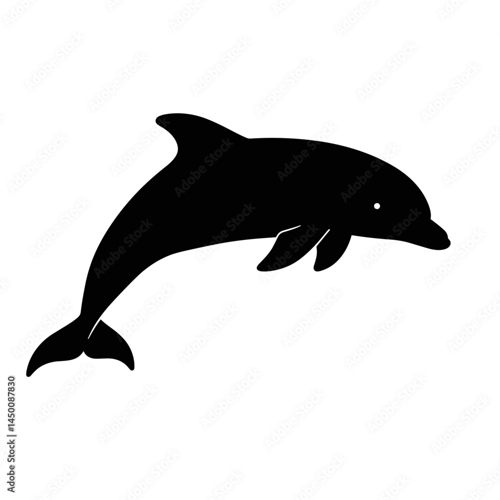 Fototapeta premium Black dolphin silhouette swimming gracefully 