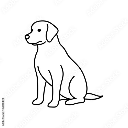 Sitting Labrador Retriever Minimal Line Drawing
