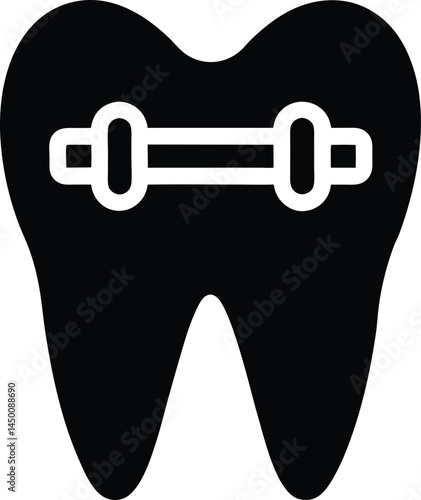 tooth with braces icon on white background