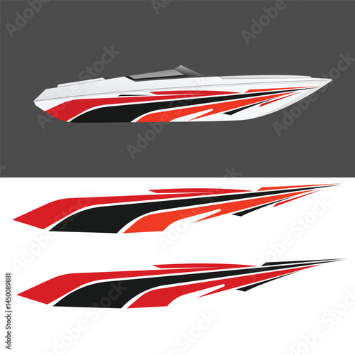 yacht body livery sticker design vector. simple modern stickers
