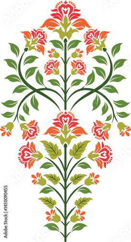 Traditional flower motif illustrations. Beautiful Mughal hand drawn floral motifs