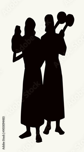 Vector drawing. People playing music