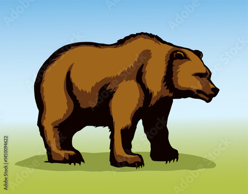 Vector drawing. Cute big bear