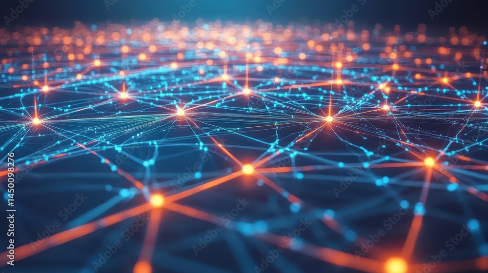 Fototapeta premium Abstract network illustration of interconnected data points.