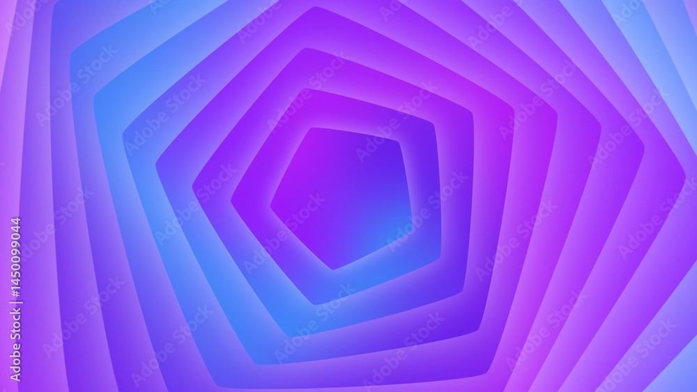 Fototapeta premium abstract 3d purple color line geometric pentagon wallpaper, tunnel optical illusion