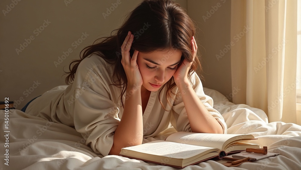 self-reflection of a young woman keeping a diary in a serene and calm environment self-reflection of a young woman keeping a diary in a serene and calm environment