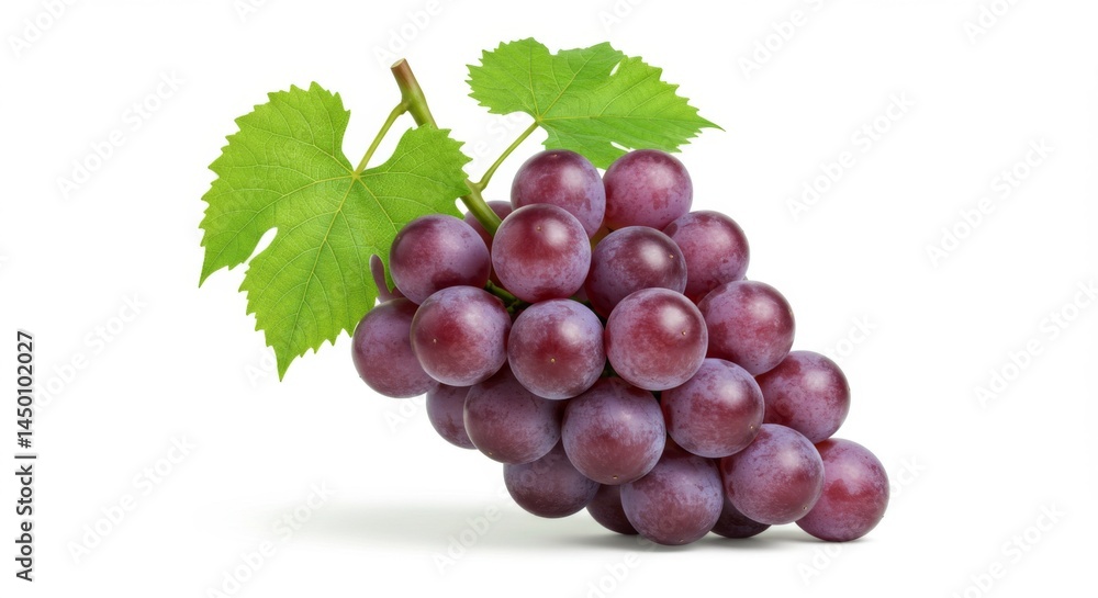 Fototapeta premium Purple grapes with green leaves