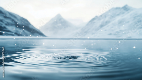 Wallpaper Mural Clear mineral water ripple on snow winter forest mountain background. Torontodigital.ca