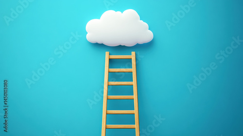 Concept of dream, Goal to success with Ladder and cloud. Generative AI
