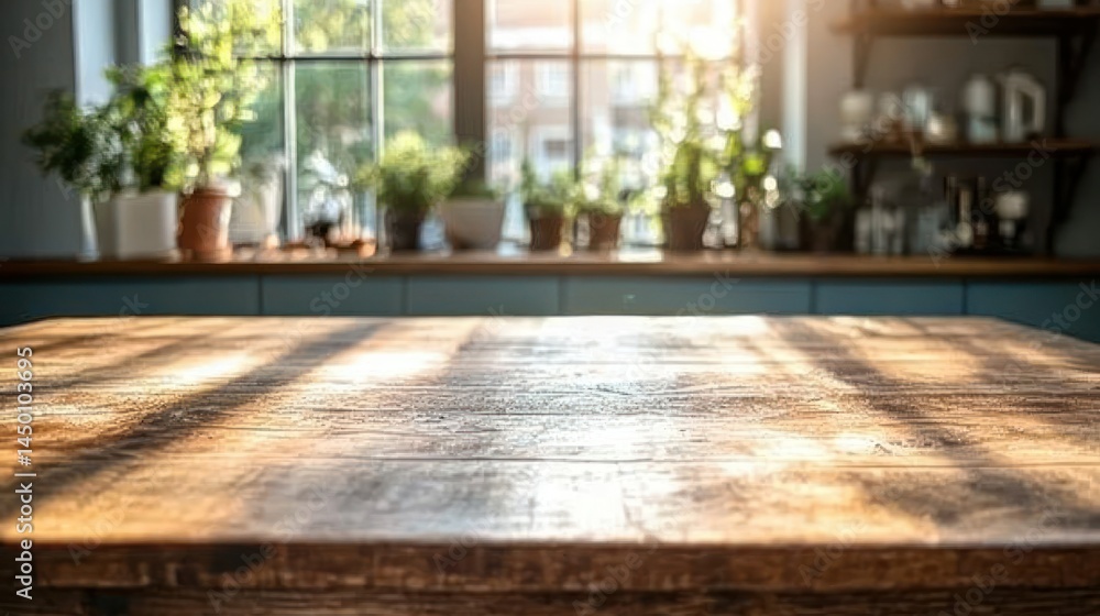 Rustic kitchen table, sunlight Rustic kitchen table, sunlight