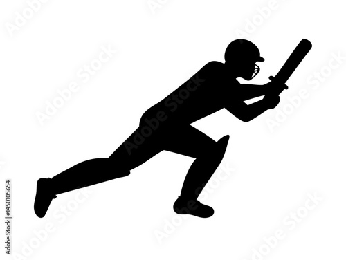 Cricket Player Forward Stance Silhouette