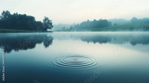 Wallpaper Mural Clear mineral water ripple in a lake with misty forest mountain background. Torontodigital.ca