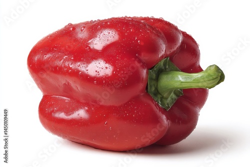 A stunning red bell pepper, freshly picked and glistening, ready to add color to your recipes.